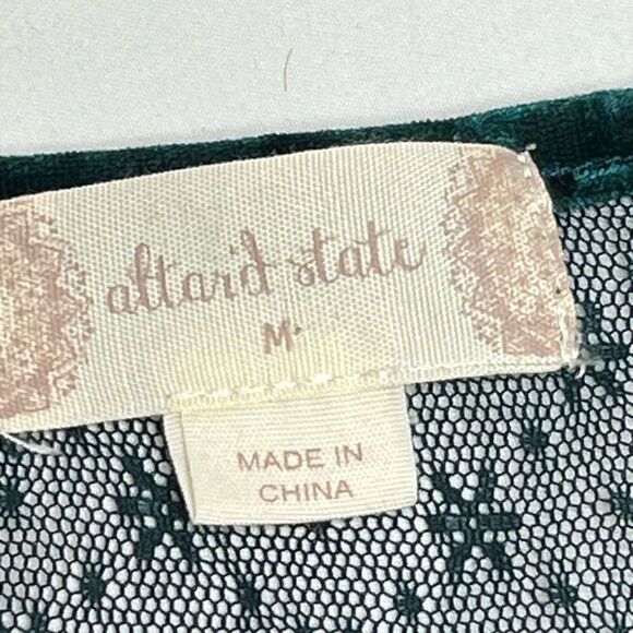 Altar’d State emerald green crushed velvet long sleeve bodysuit size M - Picture 11 of 12